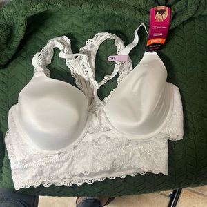 2 white lace Racerback bras
